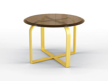 TULIP - Round metal coffee table and bronze glass top by BRUNO ZAMPA - view 2